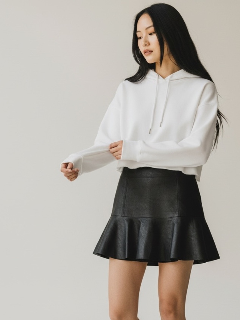 Rebecca Taylor Faux Leather Peplum Mini Skirt